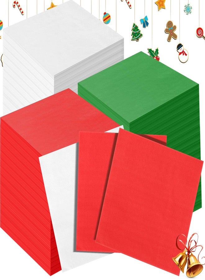 Henoyso 300pcs Christmas Napkins Disposable Paper Red Green Dinner Hand Cocktail Napkins for Christmas Holidays Party Home Bathroom and Decorations 5" x 5"(Red, Green, White) - Image 1